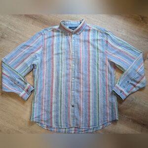 Springfield The Linen Collection Striped Button Down 2XL Men's Shirt